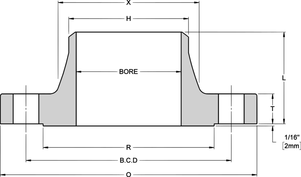 Weld Neck Flange Dimension